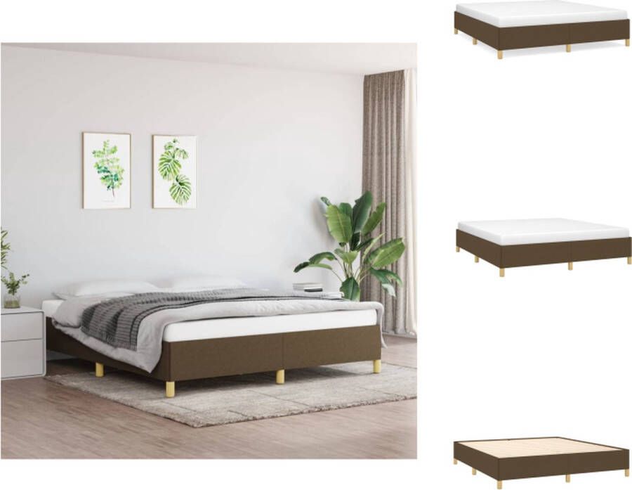 VidaXL Bedframe Donkerbruin 203 x 163 x 35 cm Stof Multiplex Geschikt voor 160 x 200 cm Matras (excl ) Bed