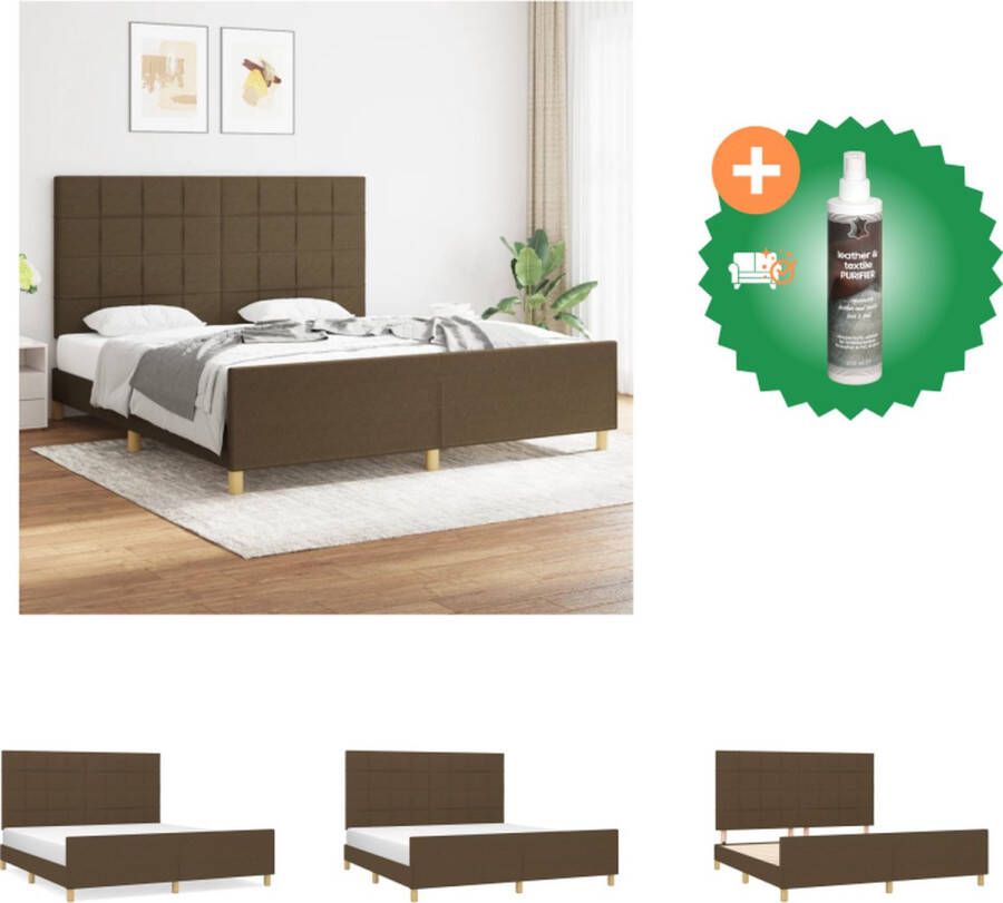 VidaXL Bedframe Donkerbruin 203 x 186 x 118 128 cm Verstelbaar Multiplex lattenbodem Bed Inclusief Reiniger