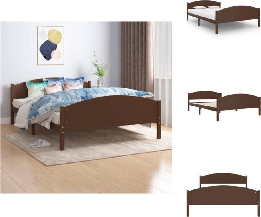 VidaXL Houten Bedframe Modern Cool Slaapkamer Afmeting- 206 x 146 x 63 cm Ken- Massief grenenhout Bed - Foto 5