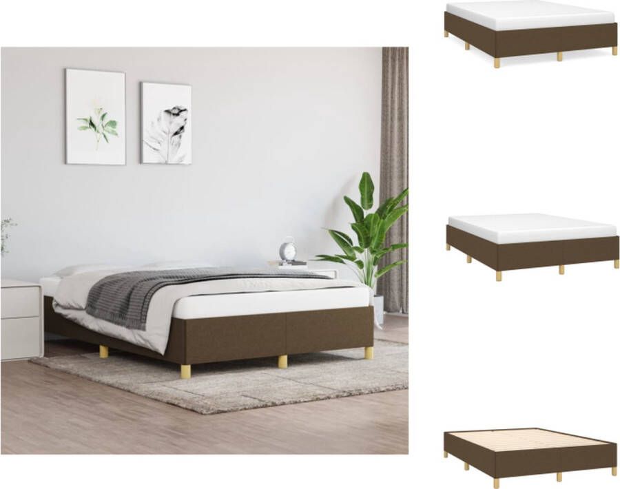 VidaXL Bedframe Donkerbruin Stof 193 x 143 x 35 cm Duurzaam Materiaal Bed