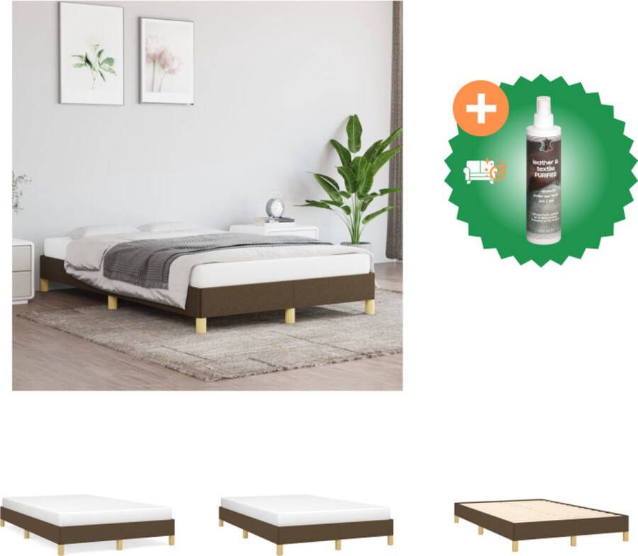 VidaXL Bedframe Donkerbruin Stof 203x123x25 cm Duurzaam materiaal ondersteunende poten en multiplex lattenbodem Bed Inclusief Reiniger