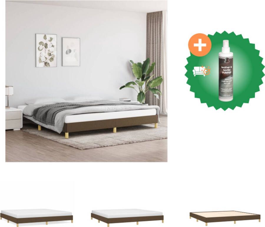 VidaXL Bedframe Donkerbruin Stof 203x203x25 cm Met Ondersteunende Poten en Multiplex Lattenbodem Bed Inclusief Reiniger