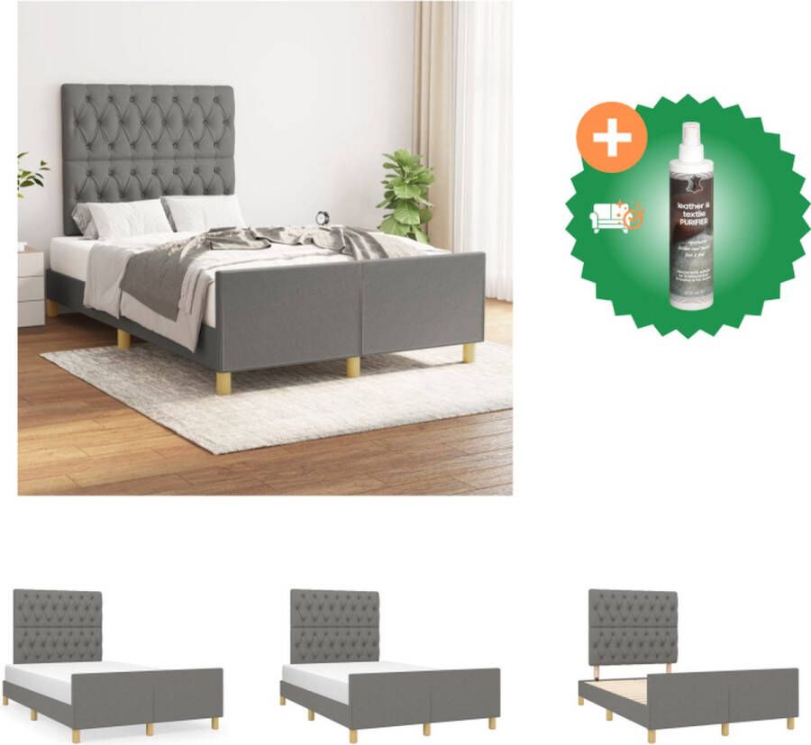 VidaXL Bedframe Donkergrijs 203 x 126 cm Verstelbaar hoofdeinde Stabiele poten Multiplex lattenbodem Comfortabele ondersteuning Montagehandleiding inbegrepen Bed Inclusief Reiniger - Foto 2