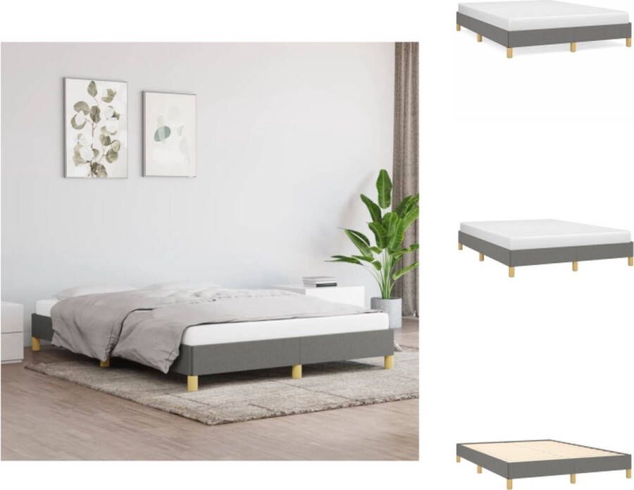 VidaXL Bedframe Bed Slaapmeubel Bedframe zonder matras stof donkergrijs 160x200 cm - Foto 2