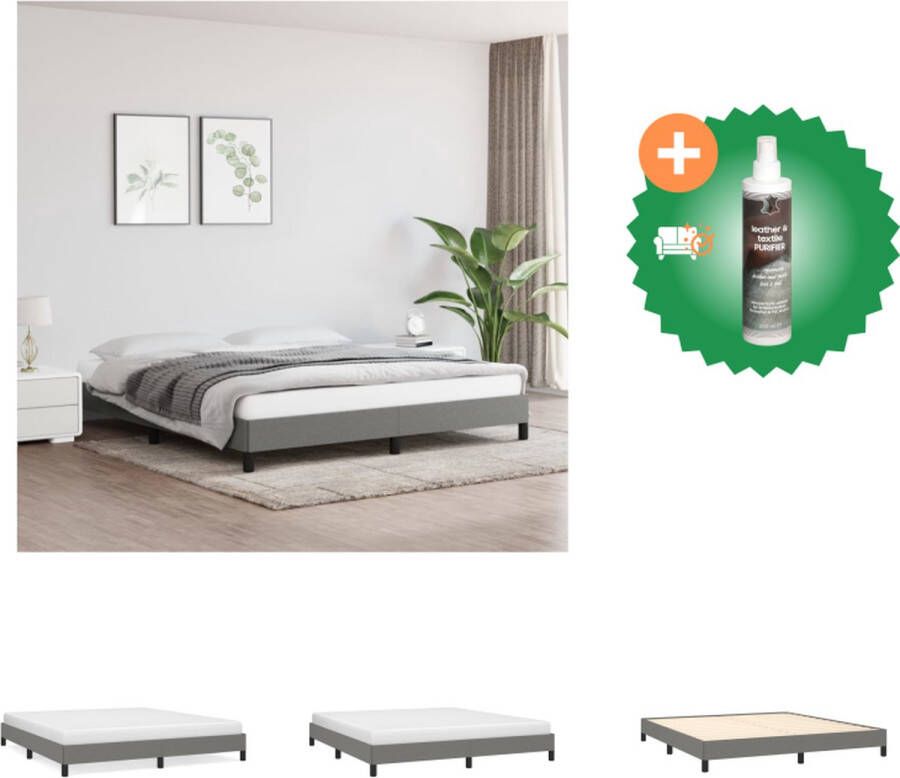 VidaXL Bedframe Classic Hout IJzer 208x166x81 cm Donkergrijs Geschikt voor matras 160x200 cm Inclusief houten poten Bed Inclusief Reiniger - Foto 2