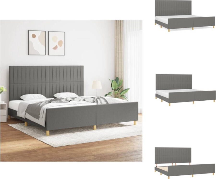 VidaXL Bedframe Donkergrijs 203 x 206 x 118 128 cm Verstelbaar hoofdeinde Bed