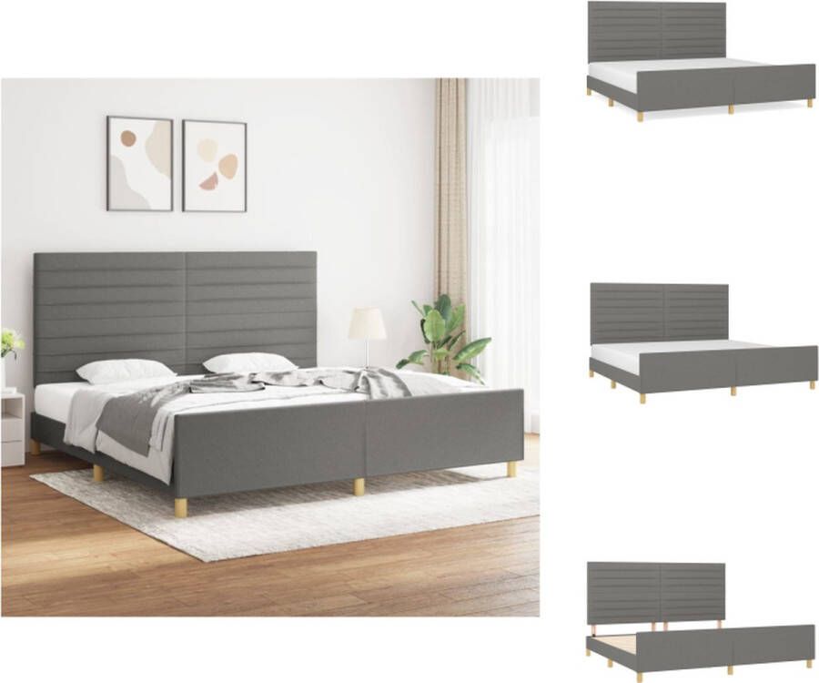 VidaXL Bedframe donkergrijs 203 x 206 x 118 128 cm verstelbaar hoofdeinde Bed