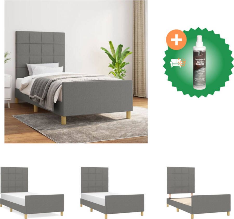 VidaXL Bedframe Donkergrijs 203 x 83 x 118 128 cm Verstelbaar hoofdeinde Stevige poten Multiplex lattenbodem Comfortabele ondersteuning Bed Inclusief Reiniger - Foto 2