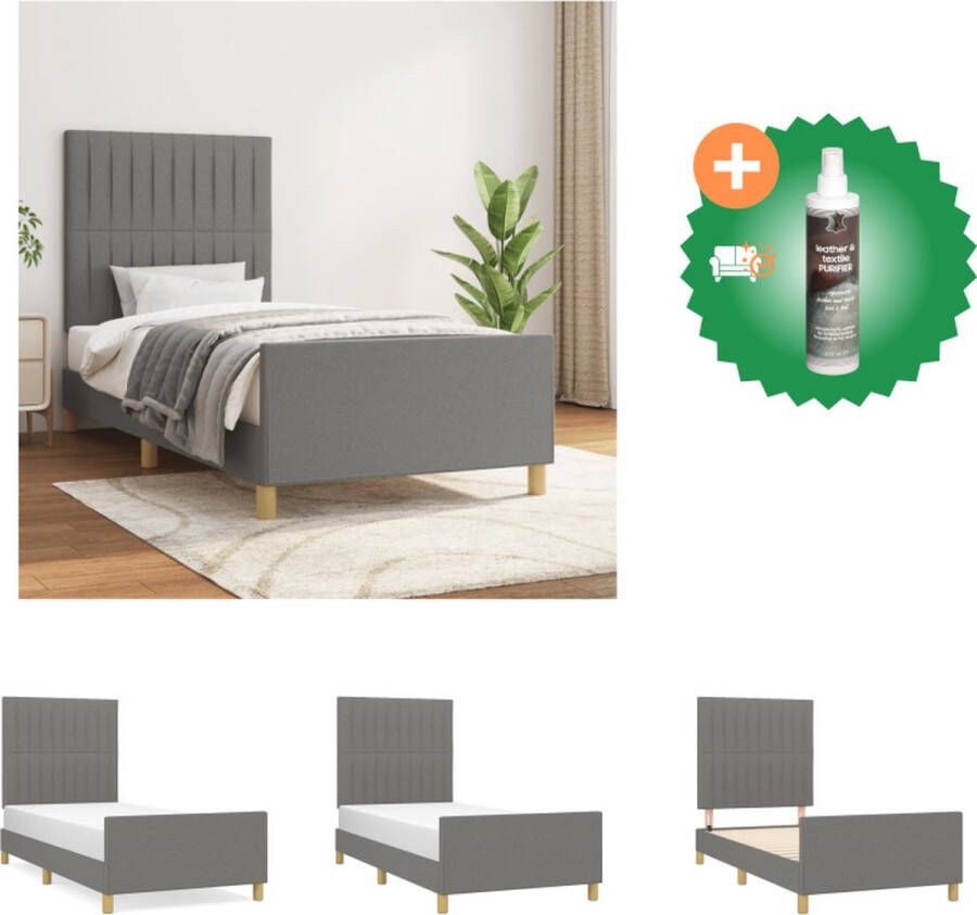VidaXL Bedframe Donkergrijs 203x93x118 128 cm Verstelbaar hoofdeinde Multiplex lattenbodem Comfortabele ondersteuning Bed Inclusief Reiniger
