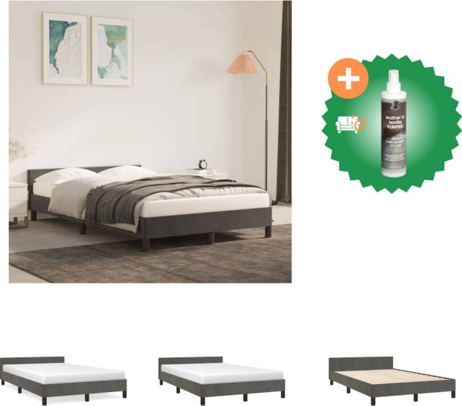 VidaXL Bedframe Donkergrijs 203x123x50 cm (LxBxH) Zacht Fluweel Ondersteunende poten Multiplex lattenbodem Bed Inclusief Reiniger