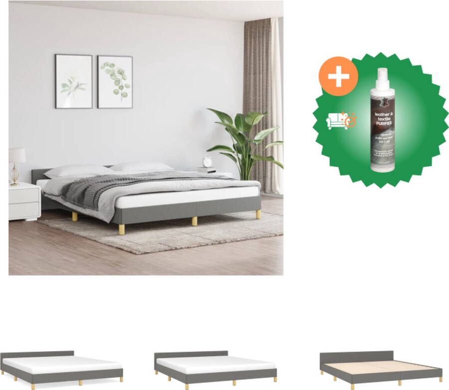 VidaXL Bedframe Donkergrijs 203x166x118 128 cm Verstelbaar hoofdeind Stabiele poten Multiplex lattenbodem Comfortabele ondersteuning Matras niet inbegrepen Bed Inclusief Reiniger