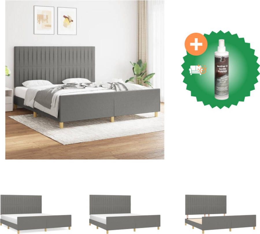 VidaXL Bedframe Donkergrijs 203x186x118 128 cm Stof Verstelbaar hoofdeinde Multiplex lattenbodem Bed Inclusief Reiniger