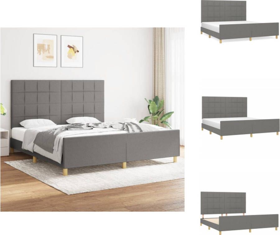 VidaXL Bedframe Donkergrijs 203x186x118 128 cm Verstelbaar hoofdeind Stabiel en comfortabel Bed
