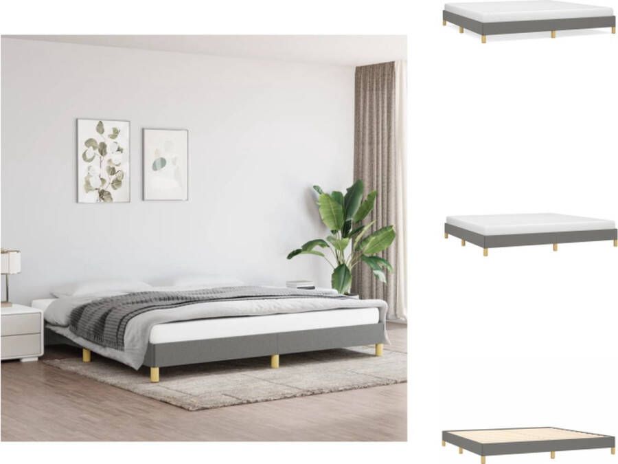 VidaXL Bedframe Donkergrijs 203x203x25 cm Duurzaam materiaal Ondersteunende poten Multiplex lattenbodem Matras niet inbegrepen Bed