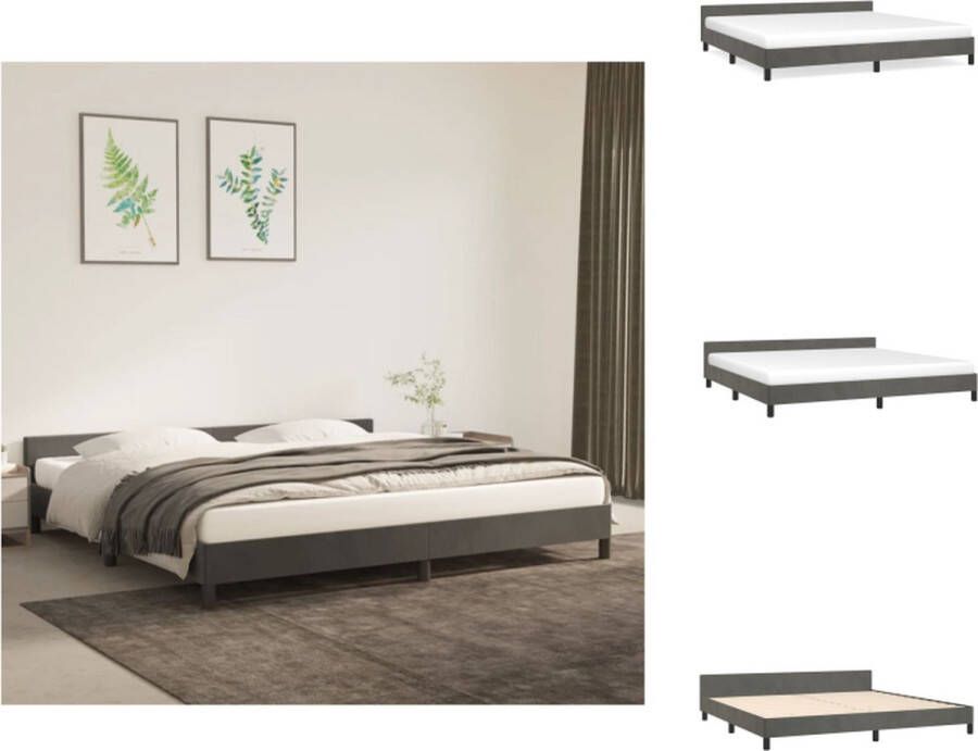 VidaXL Bedframe Donkergrijs 203x206x50 cm Zacht Fluweel Ondersteunende poten Multiplex lattenbodem Bed