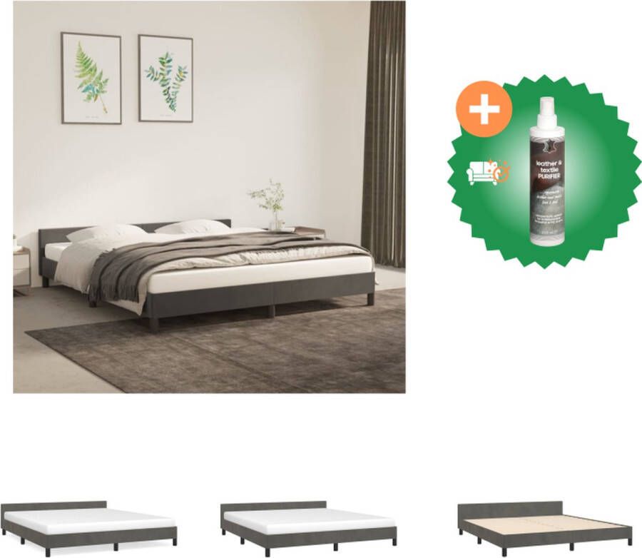 VidaXL Bedframe Donkergrijs fluweel Multiplex lattenbodem 203 x 163 x 50 cm Geschikt voor matras 160 x 200 cm Bed Inclusief Reiniger