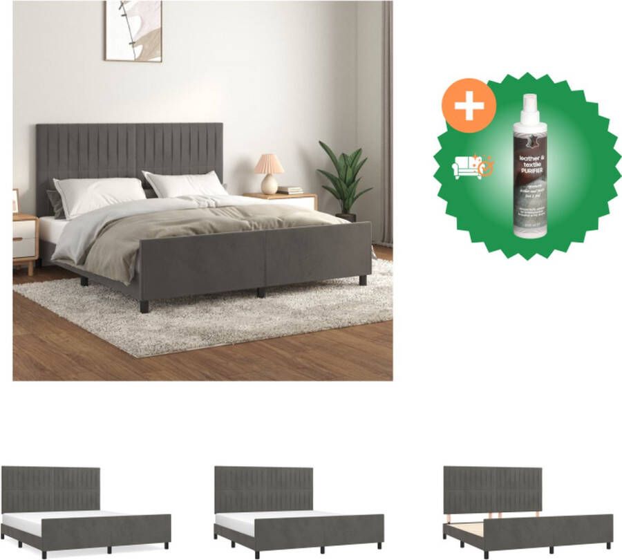 VidaXL Bedframe Donkergrijs Multiplex Lattenbodem 203x166x118 128cm Verstelbaar Hoofdeind Schuimvulling Geschikt voor Matras 160x200cm Bed Inclusief Reiniger