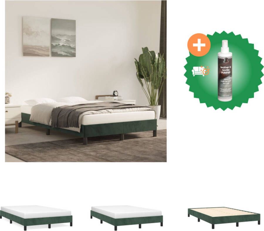 VidaXL Bedframe Donkergroen Fluweel 203x123x25cm Ondersteunende poten Multiplex lattenbodem Bed Inclusief Reiniger