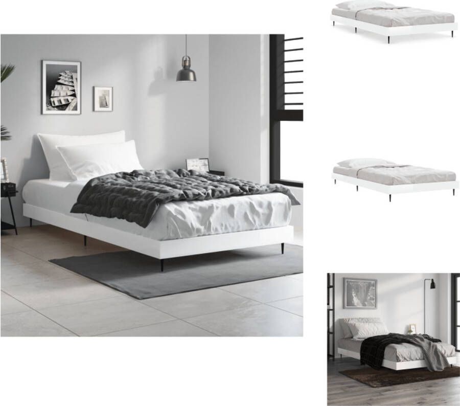 VidaXL Bedframe Duurzaam Bed Afmeting- 203 x 103 cm Kleur- Hoogglans wit Bed