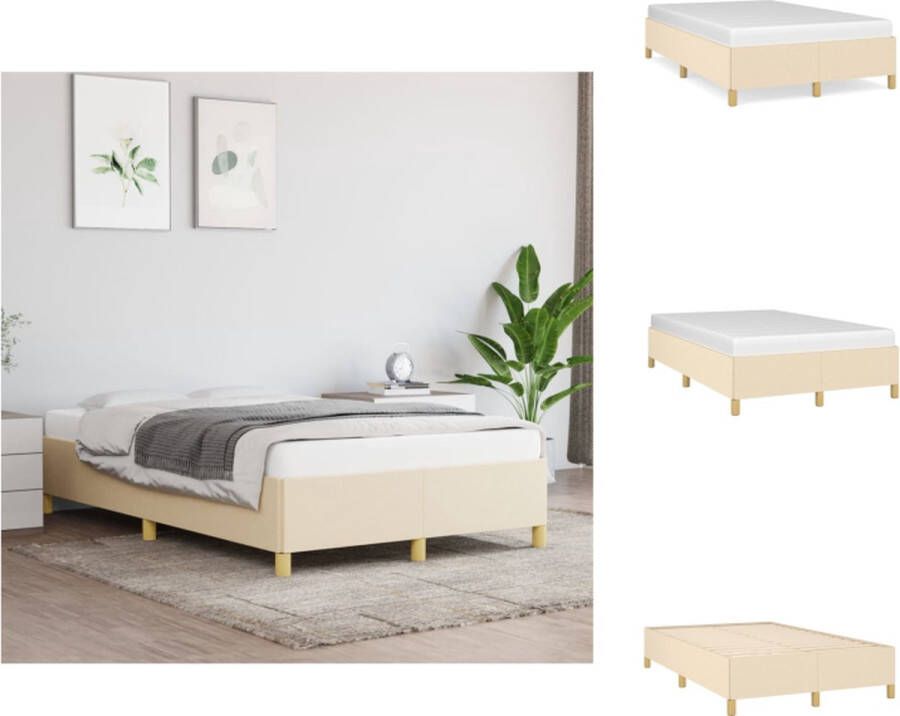 VidaXL Bedframe Duurzaam Bedframe 203 x 123 x 35 cm Kleur- Crème Bed