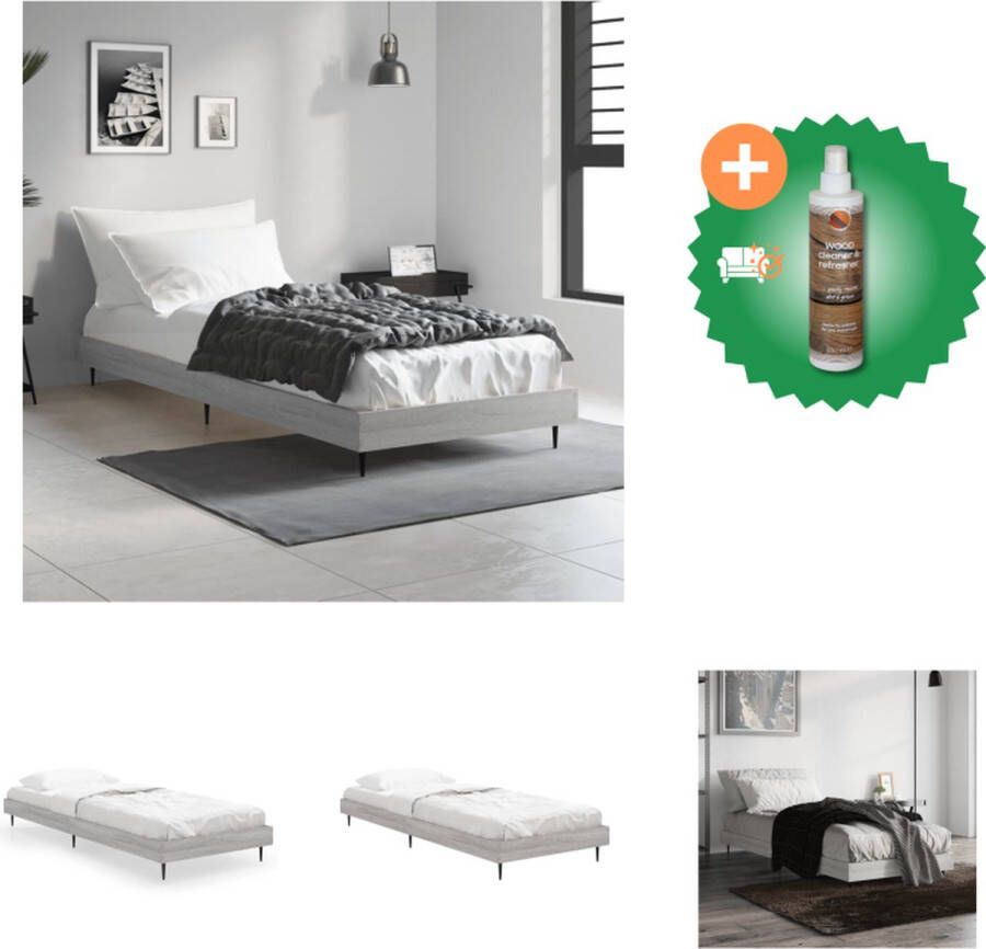 VidaXL Bedframe Duurzaam Bedframe Afmeting- 193 x 78 x 20 cm Kleur- grijs sonoma eiken Materiaal- bewerkt hout metaal Bed Inclusief Houtreiniger en verfrisser - Foto 2