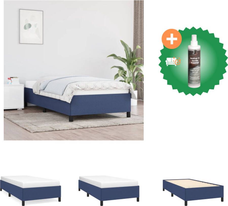 VidaXL Bedframe blauw 193 x 93 x 35 cm stof multiplex geschikt voor 90 x 190 cm matras Bed Inclusief Reiniger