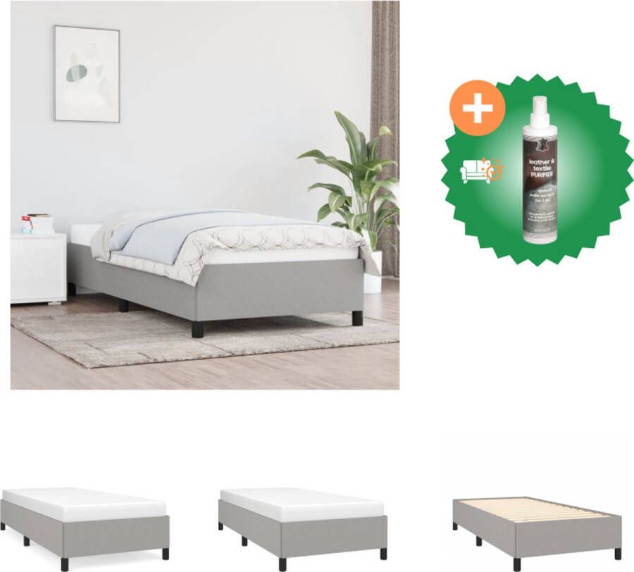 VidaXL Bedframe Lichtgrijs 203x103x35 cm Stoffen bekleding Multiplex lattenbodem Geschikt voor 100x200 cm matras Bed Inclusief Reiniger