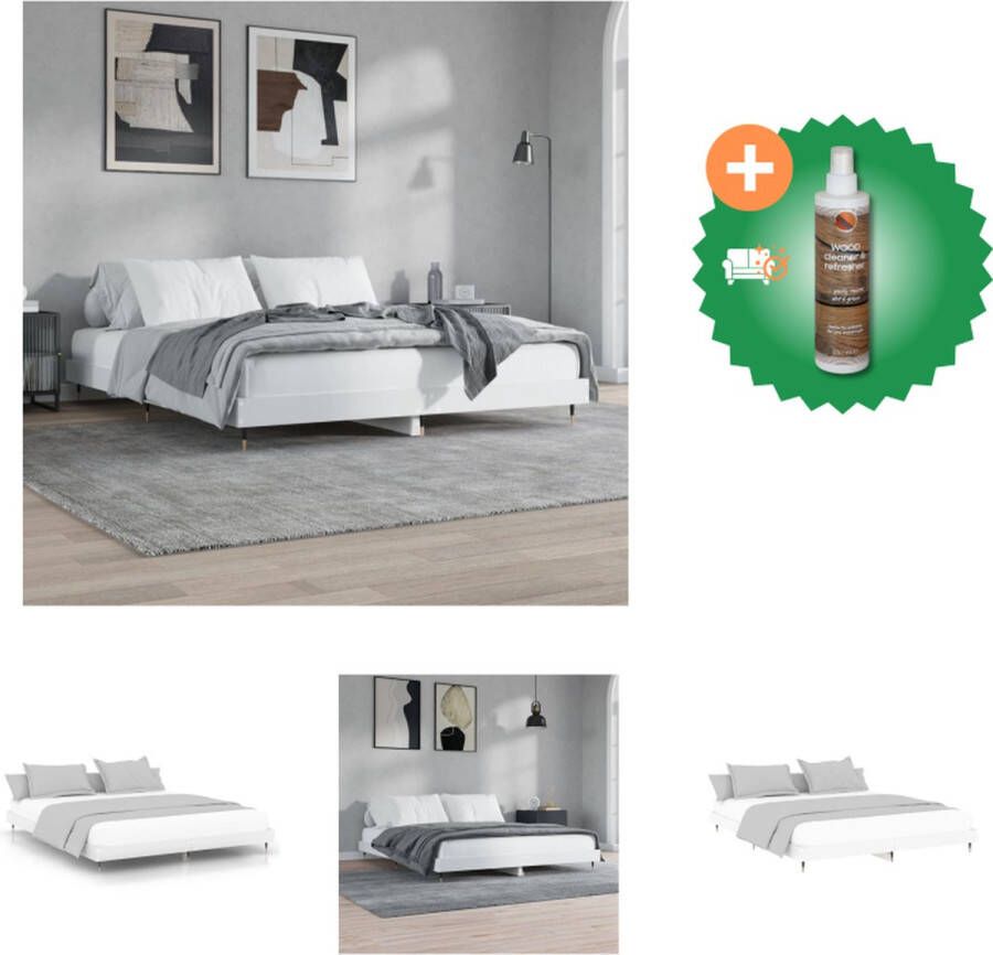 VidaXL Bedframe Duurzaam Bedframe Afmeting- 203 x 143 x 20 cm Kleur- Wit Bed Inclusief Houtreiniger en verfrisser