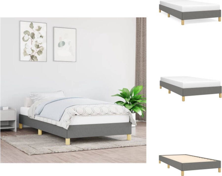 VidaXL Bedframe Duurzaam Bedframe Afmeting- 203x83x25 cm Ken- Stof Kleur- Donkergrijs Materiaal- Polyester Bed