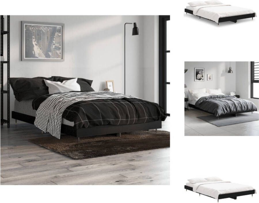 VidaXL Bedframe Duurzaam Bedframes Afmeting- 193 x 123 x 20 cm Ken- Zwart Multiplex Lattenbodem Bed