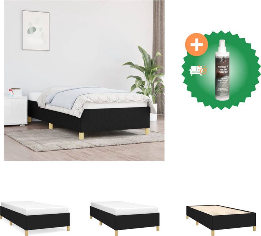 VidaXL Bedframe Zwarte stof 90 x 190 cm Duurzaam materiaal Ondersteunende poten Multiplex lattenbodem Bed Inclusief Reiniger