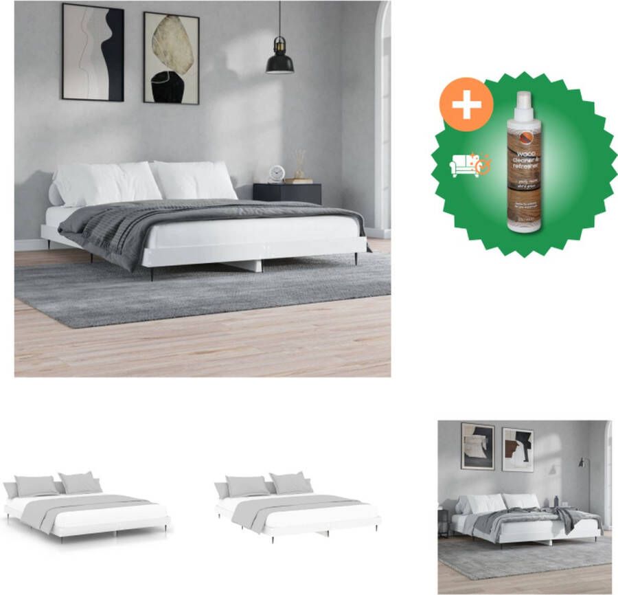 VidaXL Bedframe Duurzaam Bedframes Afmeting- 203 x 123 x 20 cm Kleur- wit Bed Inclusief Houtreiniger en verfrisser