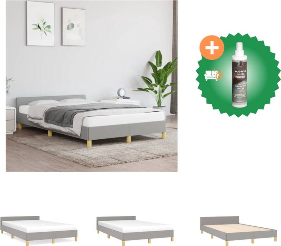 VidaXL bedframe met hoofdeinde lichtgrijs 203 x 126 x 118 128 cm geschikt voor matras 120 x 200 cm verstelbaar hoofdbord stevige poten multiplex lattenbodem comfortabele ondersteuning Bed Inclusief Reiniger