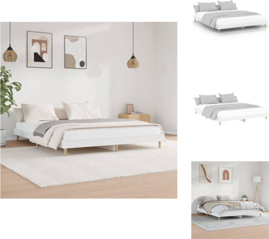 vidaXL Bedframe Duurzaam Bedframes Afmeting- 203 x 183 x 20 cm Kleur- Hoogglans wit Bed