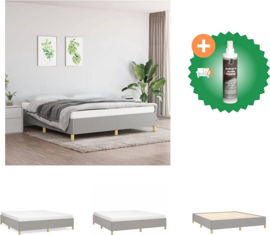 VidaXL Bedframe Duurzaam Bedframes Afmeting- 203x183x35 cm Kleur- Lichtgrijs Materiaal- Stof Multiplex Geschikt voor 180x200 cm matras Bed Inclusief Reiniger