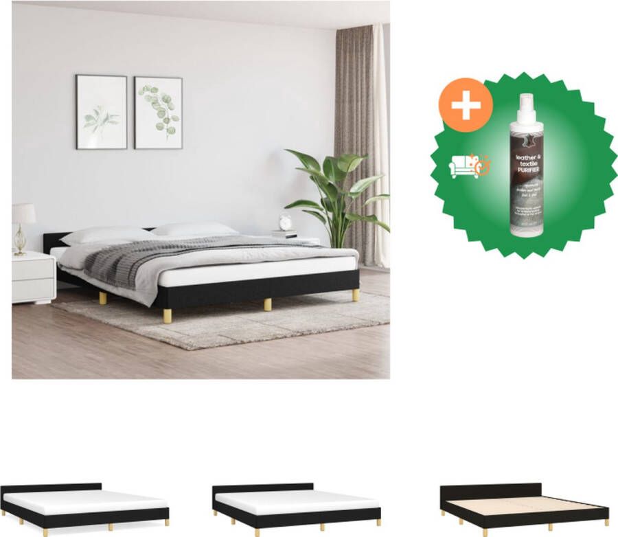 VidaXL Bedframe Zwart stoffen bedframe met verstelbaar hoofdeinde 203 x 186 x 118 128 cm Geschikt voor matras 180 x 200 cm Inclusief montagehandleiding Bed Inclusief Reiniger