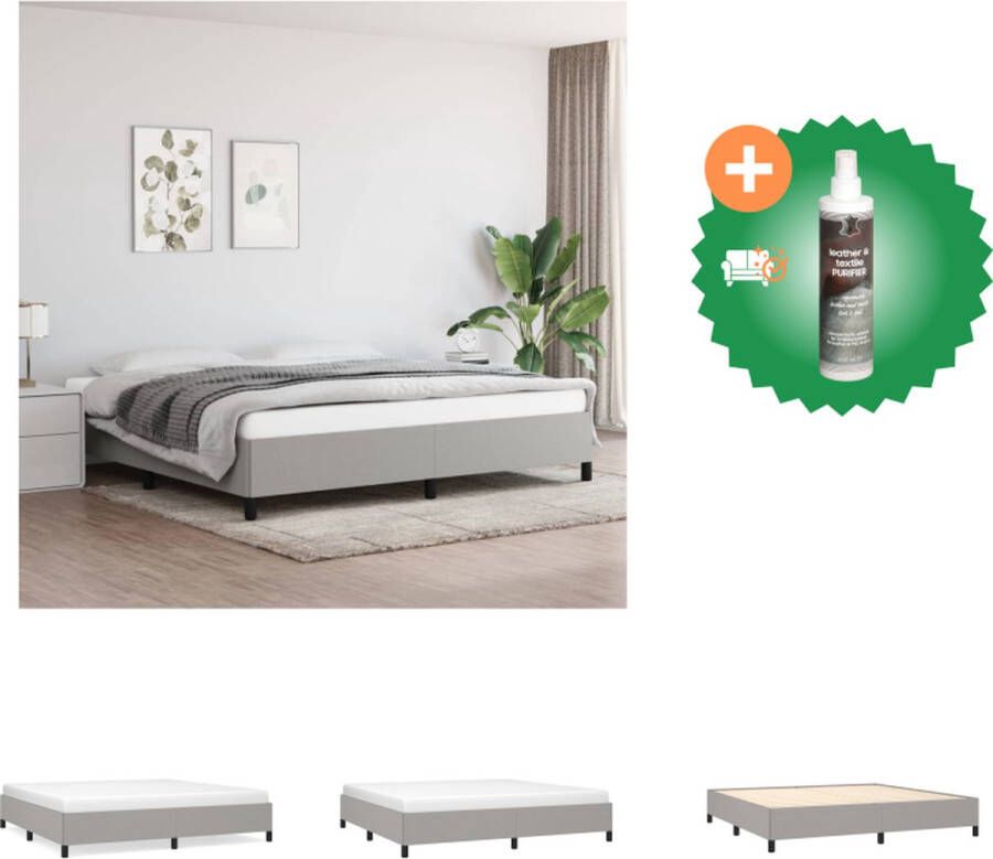 VidaXL Bedframe Duurzaam Bedframes Afmetingen- 203x203x35 cm Kleur- Lichtgrijs Materiaal- Stof Multiplex Bewerkt hout Bed Inclusief Reiniger