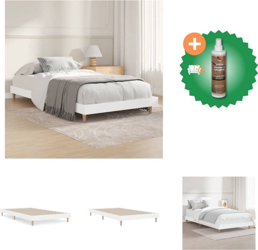 VidaXL Bedframe Wit Bedframes 203 x 93 x 20 cm Duurzaam houten frame Metalen poten Multiplex lattenbodem Bed Inclusief Houtreiniger en verfrisser - Foto 2