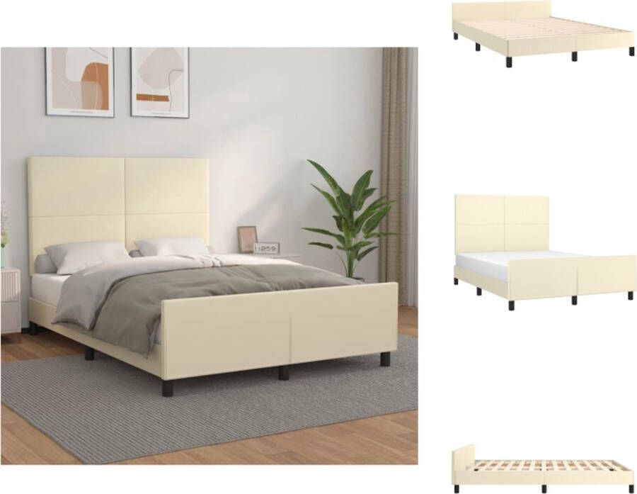 VidaXL Bedframe Duurzaam kunstleer 203 x 146 x 118 128 cm Verstelbare hoogte Multiplex lattenbodem Comfortabele ondersteuning Bed