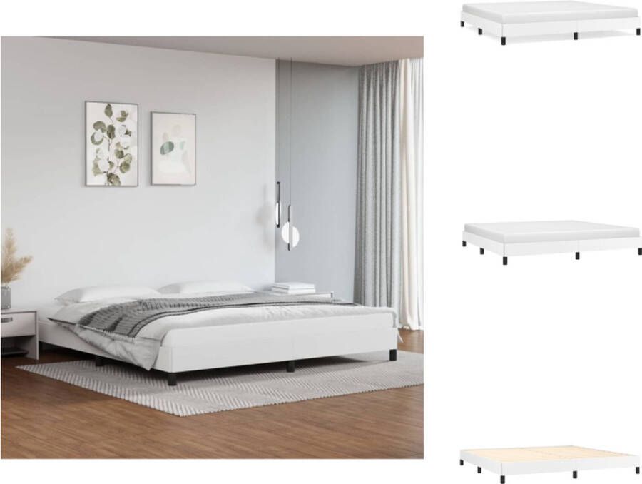 VidaXL Bedframe Duurzaam kunstleer Bedframe Afmeting- 203 x 203 x 25cm Kleur- Wit Bed