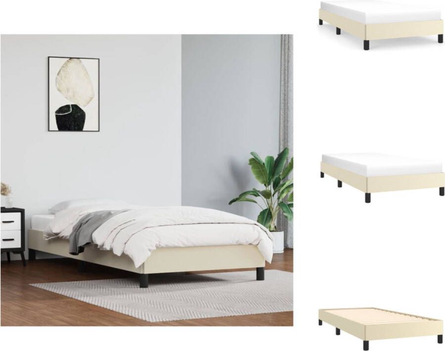 vidaXL Bedframe Duurzaam kunstleer Bedframe Afmeting-203 x 93 x 25 cm Kleur- Crème Materiaal- Kunstleer multiplex Bed