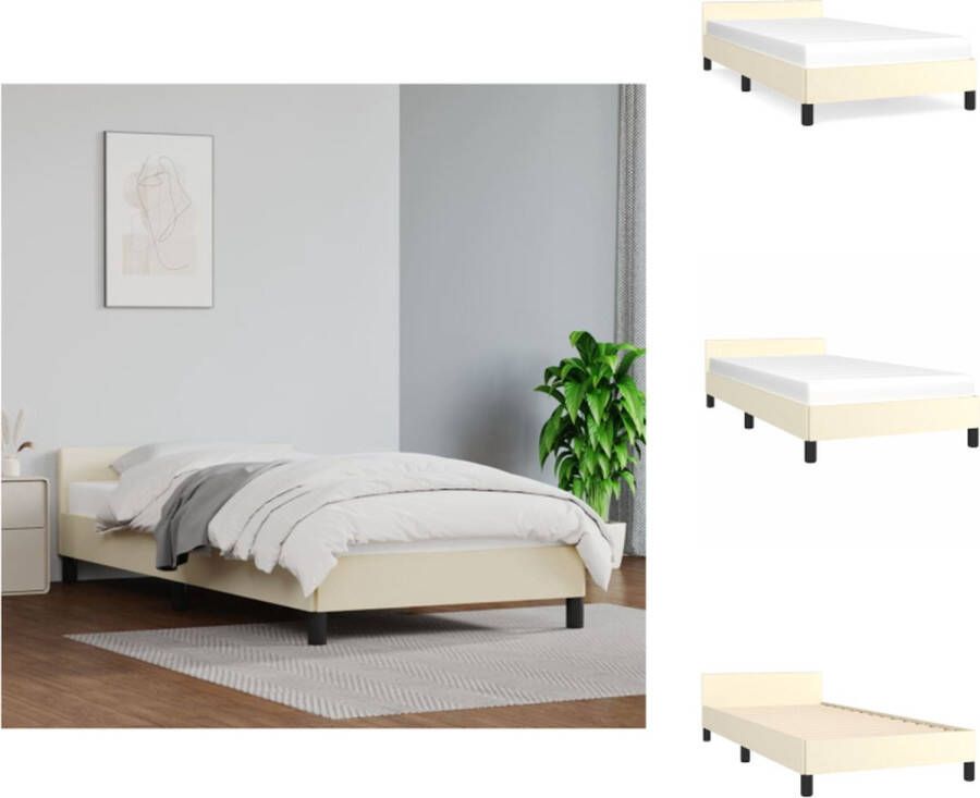 VidaXL Bedframe Duurzaam kunstleer Bedframes 203 x 93 x 50 cm Crème kleur Bed