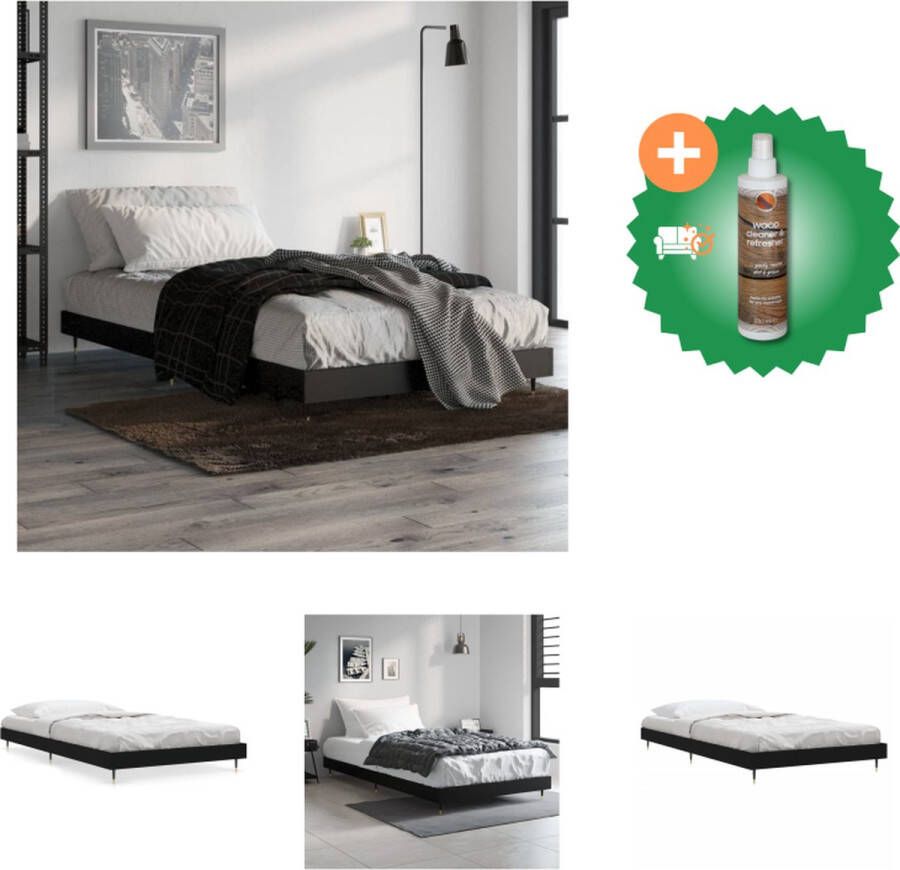 VidaXL Bedframe Duurzaam Slaapkamer Afmeting- 203 x 103 x 20 cm Kleur- Zwart Materiaal- Bewerkt hout metaal Montage vereist Bed Inclusief Houtreiniger en verfrisser - Foto 3