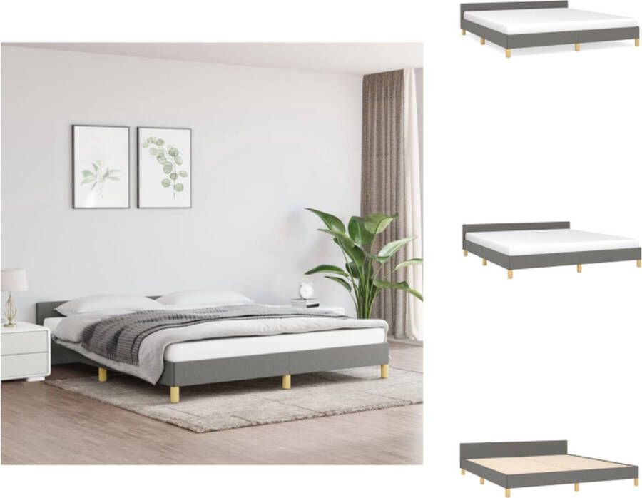 vidaXL Bedframe Duurzaam stoffen bed Multiplex lattenbodem Donkergrijs 203 x 183 x 50 cm Bed