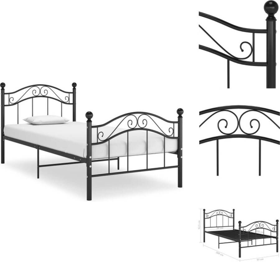 VidaXL Bedframe Bedframes Eenpersoonsbed Eenpersoonsbedden Bedframe metaal zwart 90x200 cm