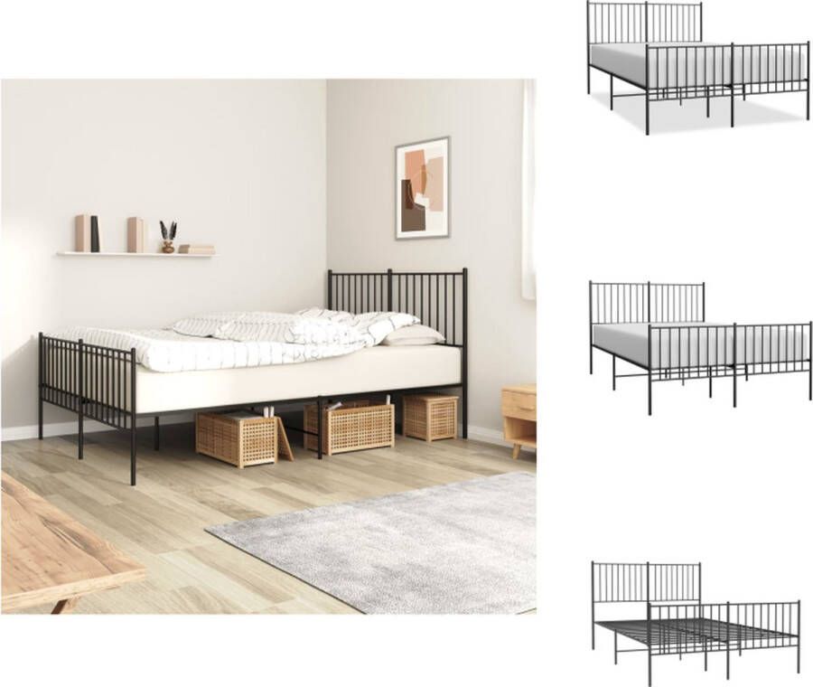 VidaXL Bedframe Elegant Zwart 196x142x90.5 cm Robuust Staal Bed