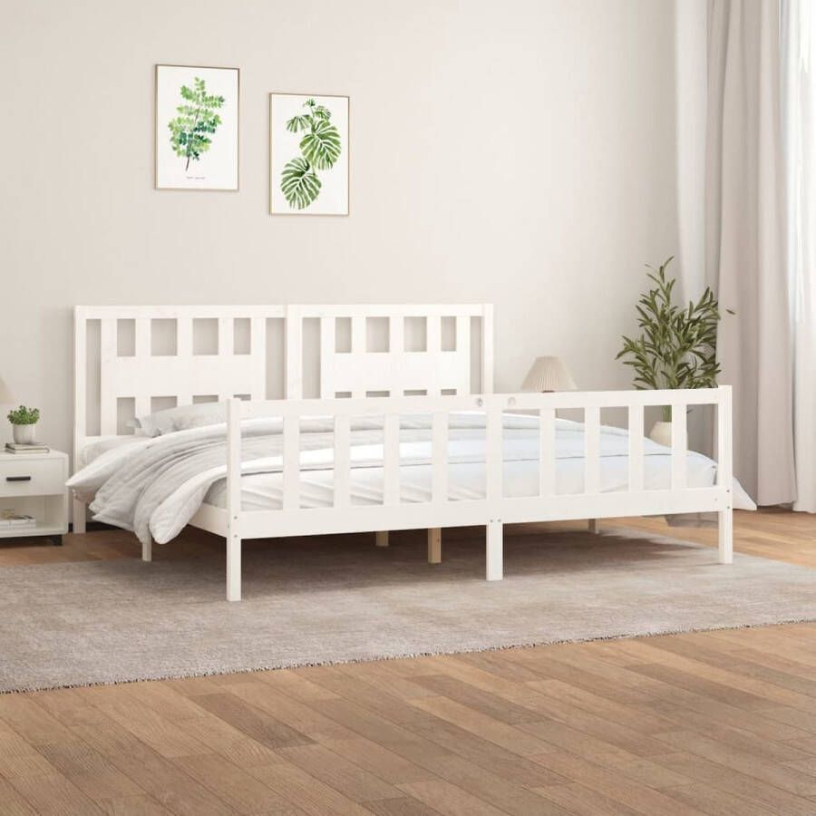 VidaXL -Bedframe-en-hoofdbord-grenenhout-wit-180x200-cm-6FT-Super-King - Foto 2