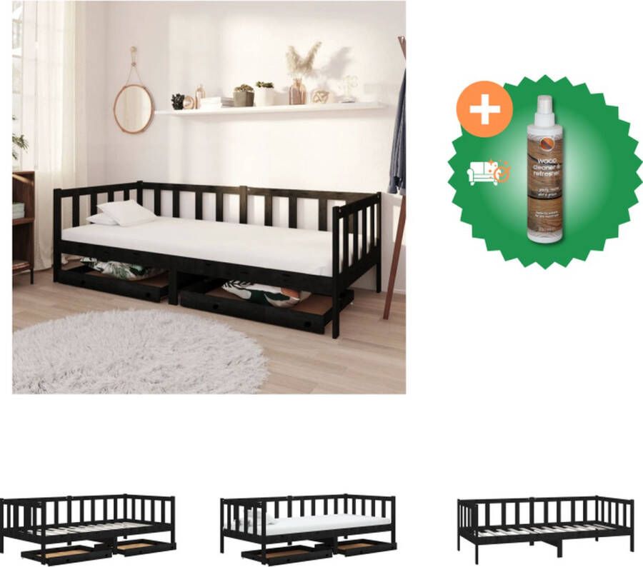 VidaXL Bedframe en hoofdbord grenenhout zwart 150x200 cm 5FT King Size Bedframe Bedframes Bed Bedombouw