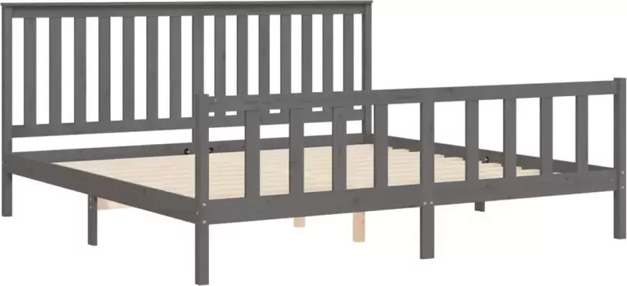 VIDAXL Bedframe en hoofdbord hout grijs 180x200 cm 6FT Super King - Foto 2