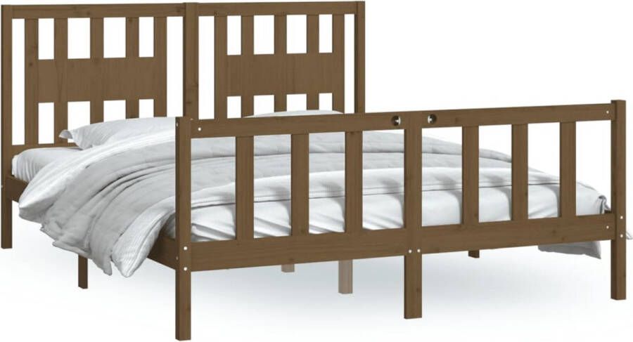 VidaXL -Bedframe-en-hoofdbord-hout-honingbruin-150x200-cm-5FT-King-Size